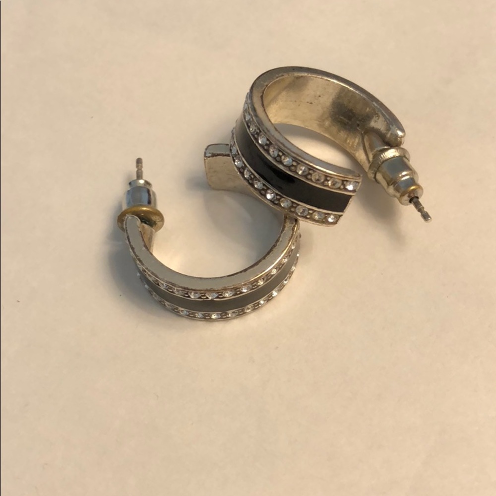 Brighton Intrigue Hoop Earrings Black/Silver